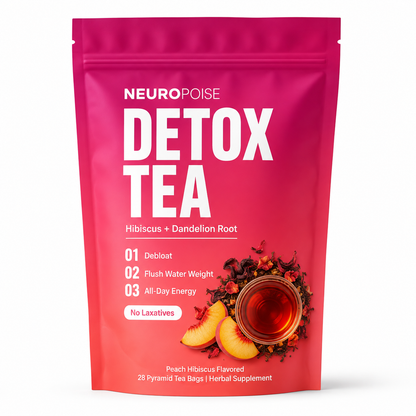 Neuropoise Detox Tea, peach hibiscus, 28 pyramid tea bags