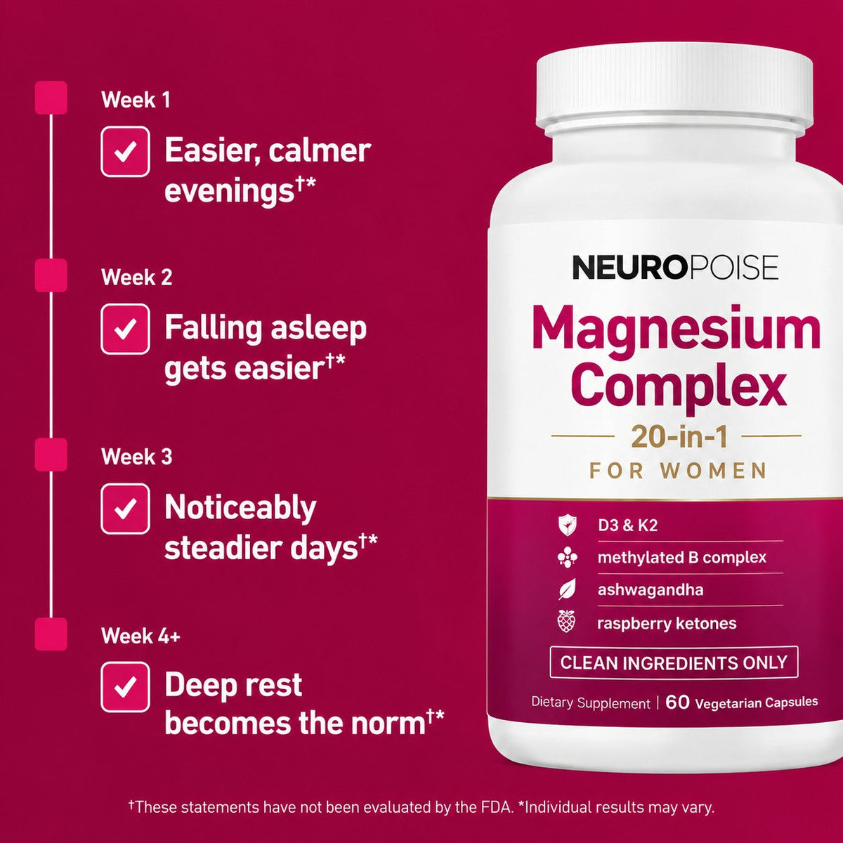 What to expect week by week with daily Neuropoise Magnesium Complex