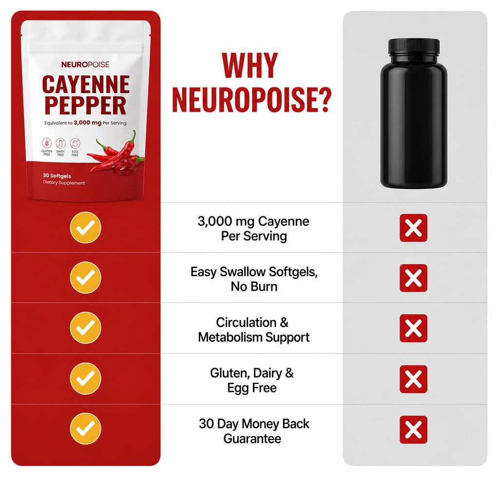 Neuropoise Cayenne Pepper Softgels - comparison