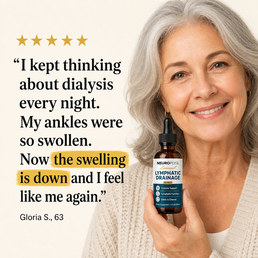 Verified customer Gloria S., 63, with her Neuropoise drops