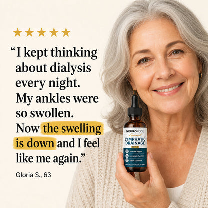 Verified customer Gloria S., 63, with her Neuropoise drops