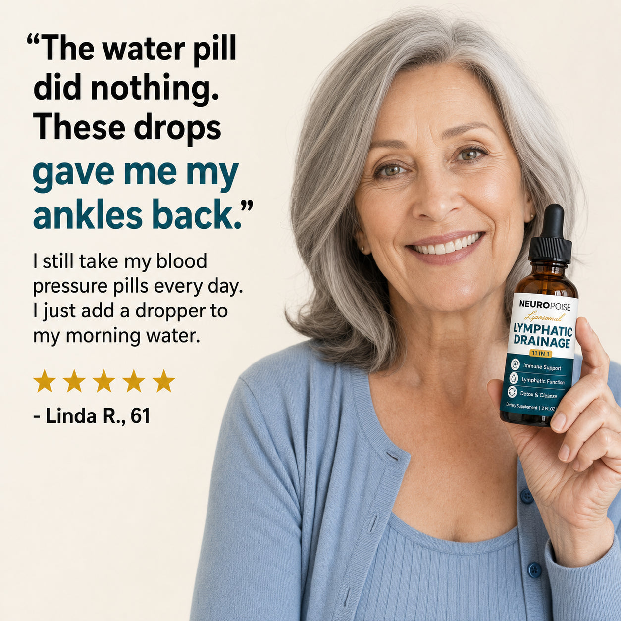 Customer review: the water pill did nothing, these drops gave me my ankles back