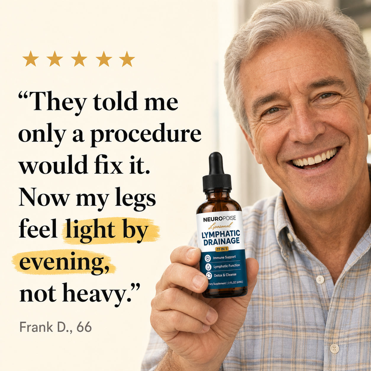 Customer review from Frank D., 66