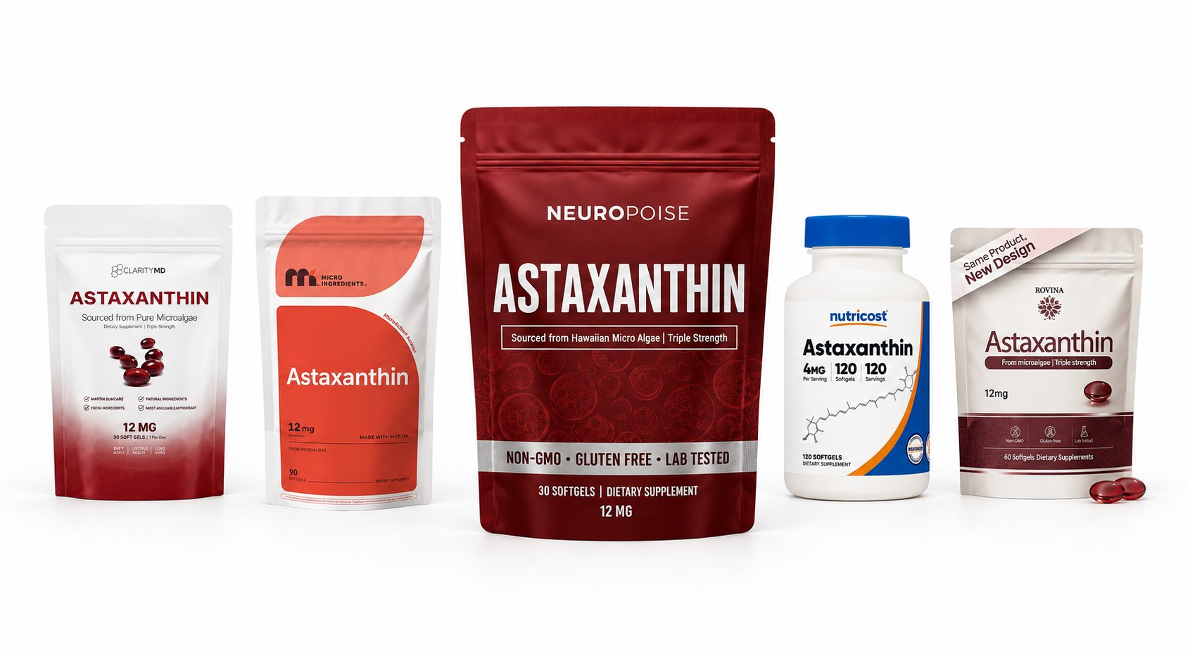 All 5 astaxanthin brands compared