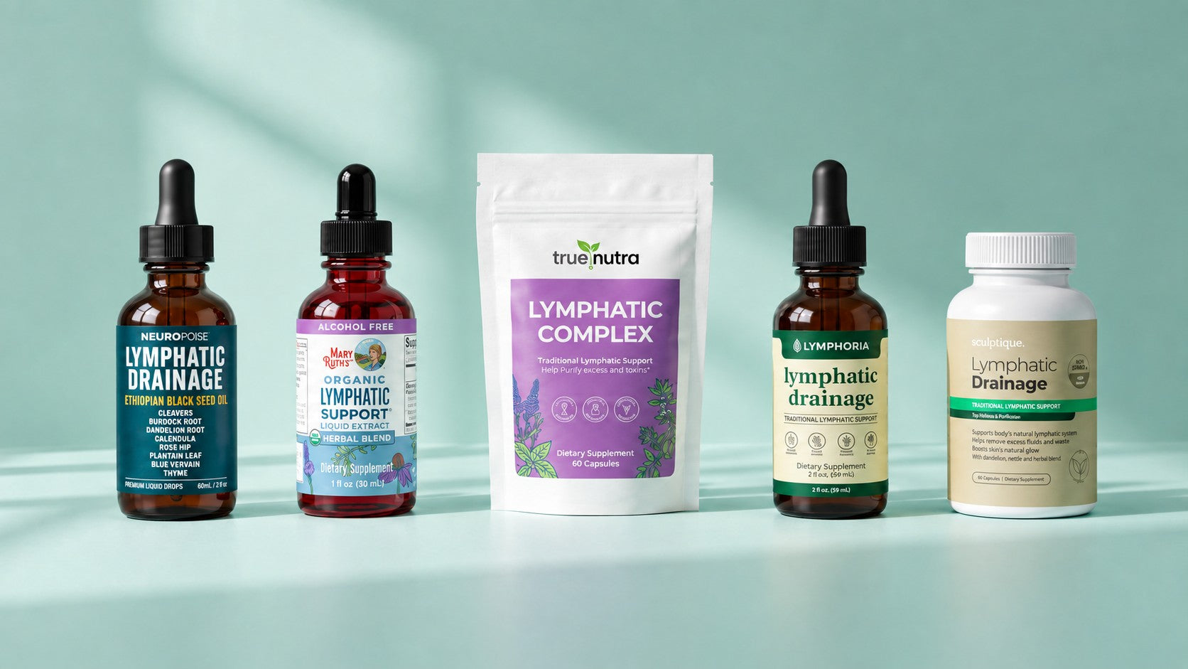 The five lymphatic drainage drops we tested, side by side