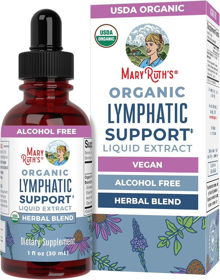 MaryRuth's Organic Lymphatic Support liquid extract, bottle and box