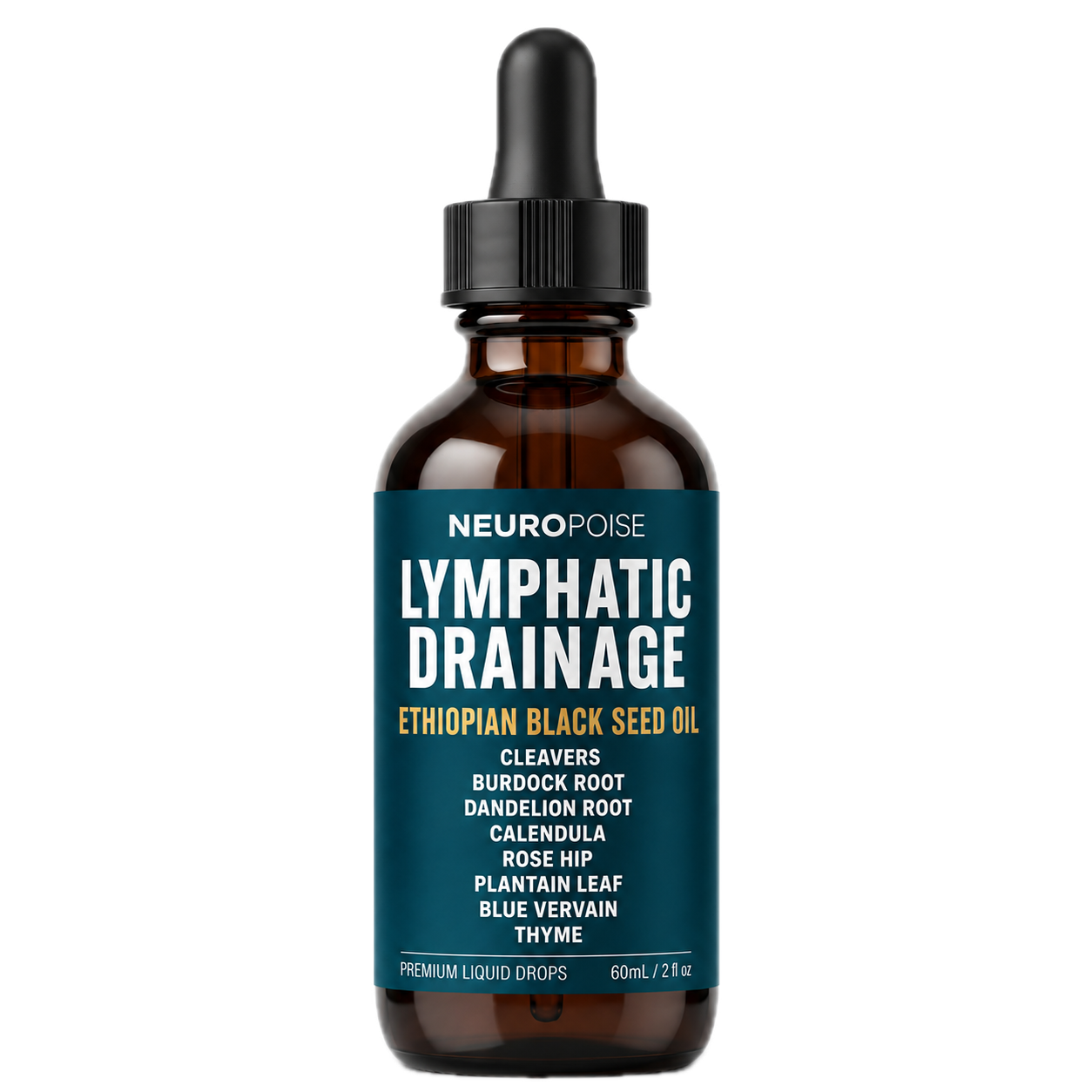 Neuropoise Lymphatic Drainage Drops. Every ingredient printed on the bottle.