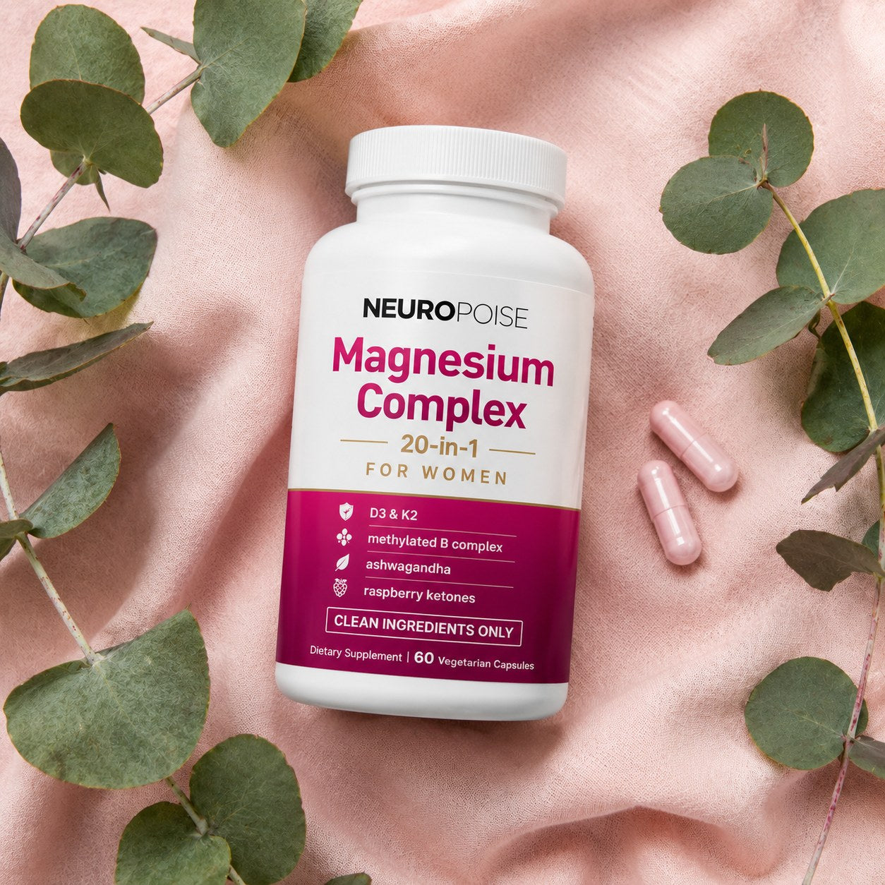 Neuropoise Magnesium Complex bottle with two capsules
