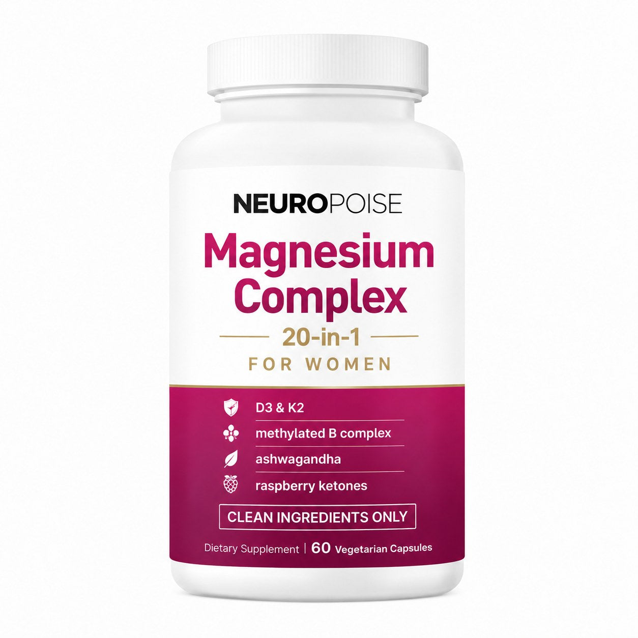 Neuropoise Magnesium Complex 20-in-1 for women, 60 vegetarian capsules